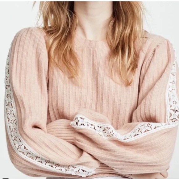 See by chloe blush pink crew neck ribbed sweater cameo rose - Picture 1 of 15
